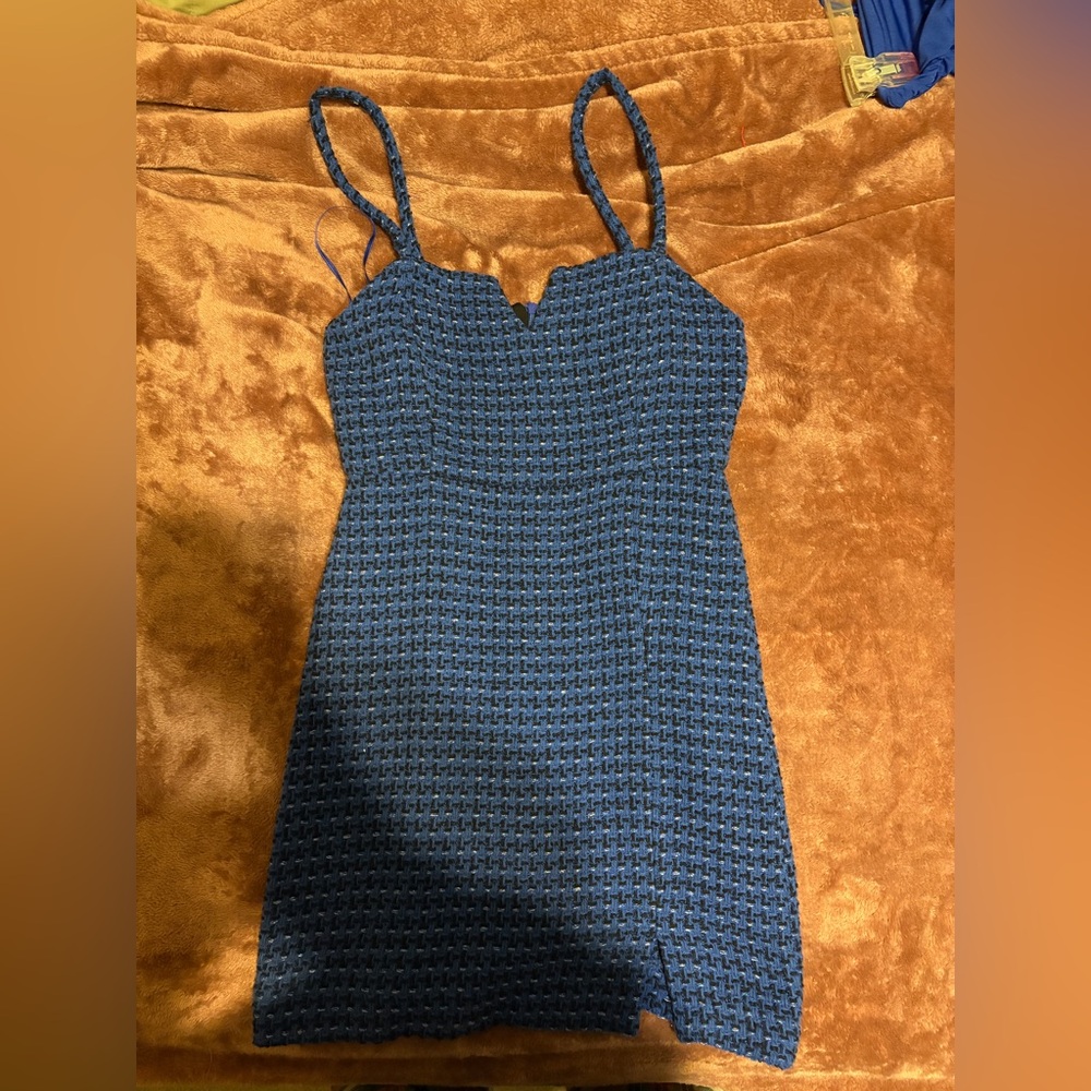 Zara Textured Blue Mini Dress
